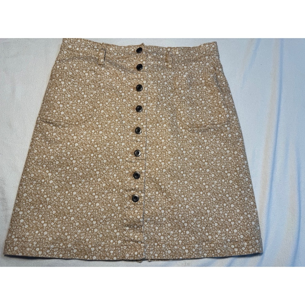 Orvis Womens Tan Floral Ditsy Button Front Stretch Cotton Mini Skirt 10 2HPN